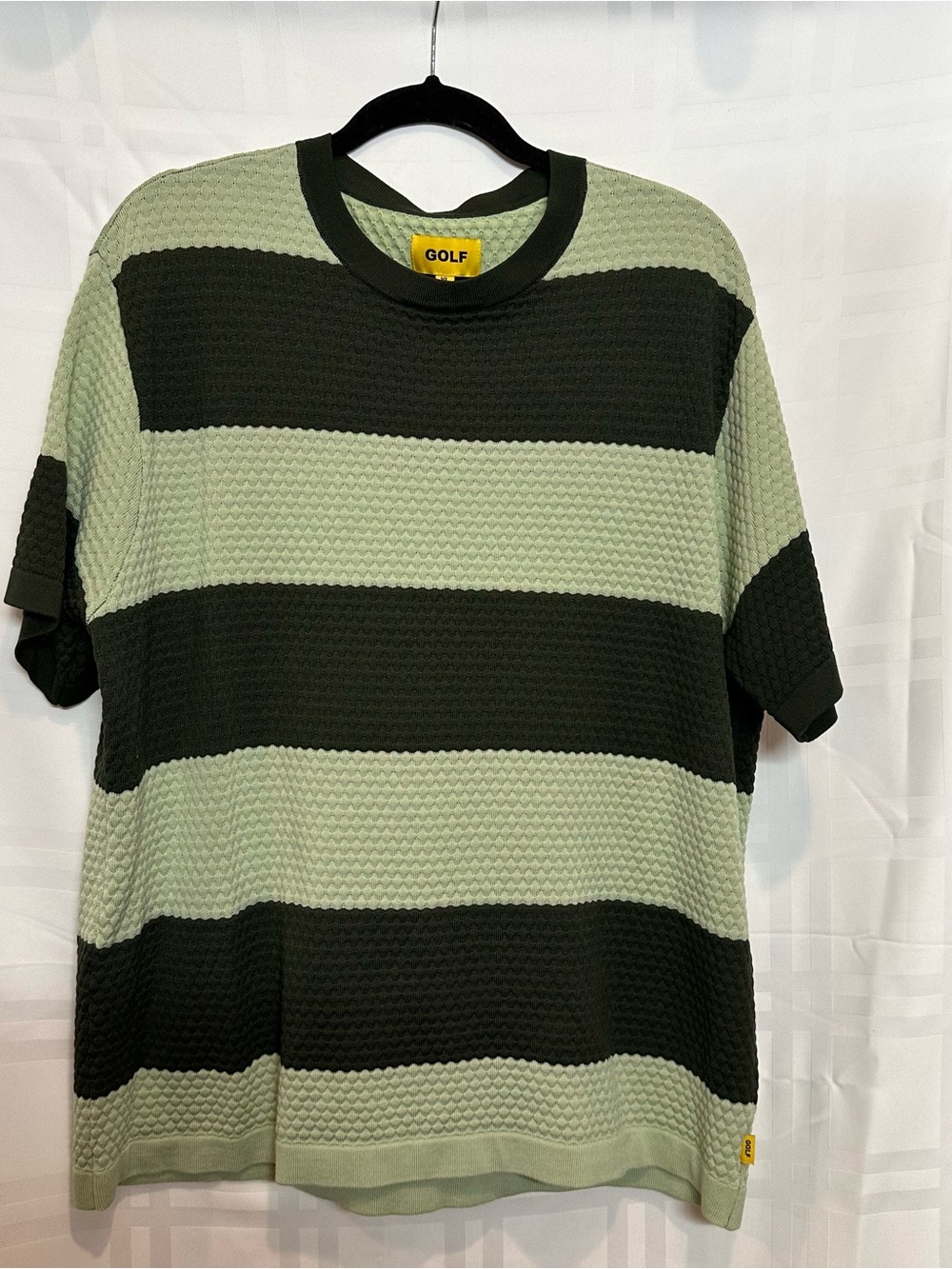 Golf Wang Sage and Black Wide Stripe Short Sleeve Shirt